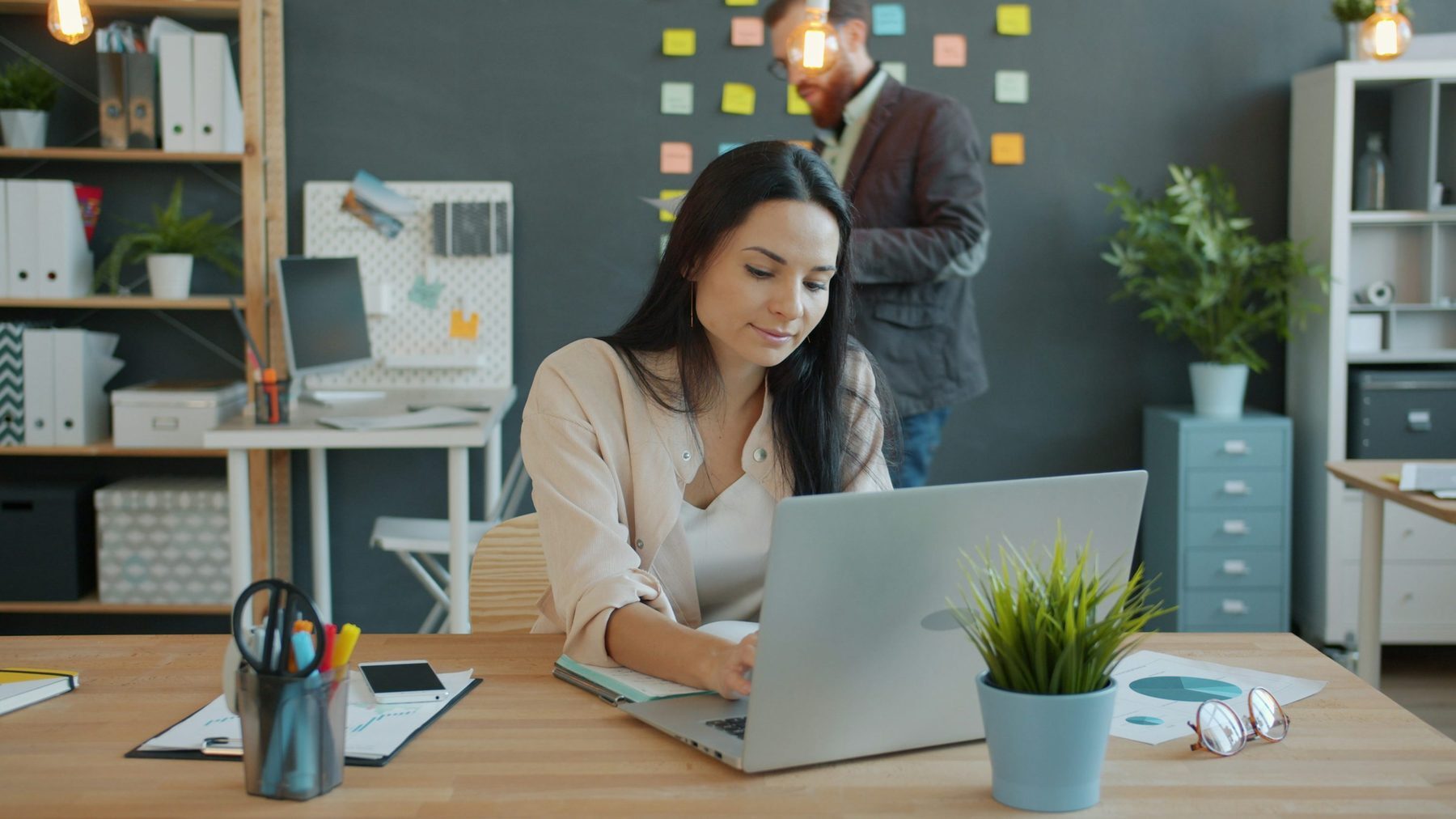 Adult professional studying online at home with focus and confidence